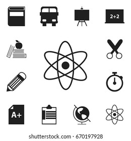 Set Of 12 Editable Education Icons. Includes Symbols Such As Timer, Literature, Writing Board And More. Can Be Used For Web, Mobile, UI And Infographic Design.