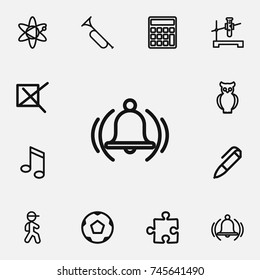 Set Of 12 Editable Education Outline Icons. Includes Symbols Such As Mark, Bird, Trumpet And More. Can Be Used For Web, Mobile, UI And Infographic Design.