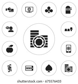 Set Of 12 Editable Excitement Icons. Includes Symbols Such As Cash, Phone Game, Cash And More. Can Be Used For Web, Mobile, UI And Infographic Design.