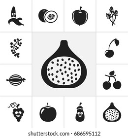 Set Of 12 Editable Food Icons. Includes Symbols Such As Nectarine, Parsley, Morello And More. Can Be Used For Web, Mobile, UI And Infographic Design.