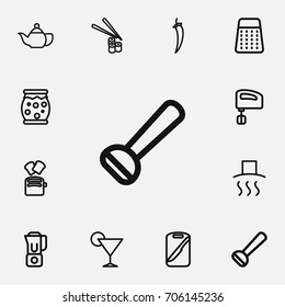 Set Of 12 Editable Food Outline Icons. Includes Symbols Such As Drink, Rasp, Toast And More. Can Be Used For Web, Mobile, UI And Infographic Design.