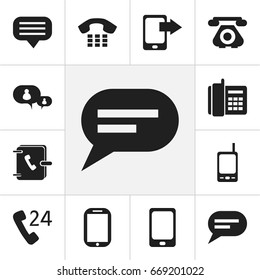 Set Of 12 Editable Gadget Icons. Includes Symbols Such As Radio Talkie, Address Notebook, Chatting And More. Can Be Used For Web, Mobile, UI And Infographic Design.