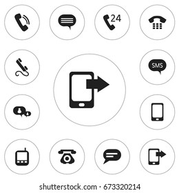 Set Of 12 Editable Gadget Icons. Includes Symbols Such As Retro Telecommunication, Forum, Transceiver And More. Can Be Used For Web, Mobile, UI And Infographic Design.