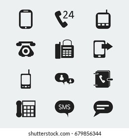Set Of 12 Editable Gadget Icons. Includes Symbols Such As 24 Hour Servicing, Comment, Address Notebook And More. Can Be Used For Web, Mobile, UI And Infographic Design.