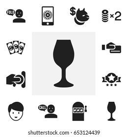 Set Of 12 Editable Gambling Icons. Includes Symbols Such As Thinking Man, Talking, Casino Worker And More. Can Be Used For Web, Mobile, UI And Infographic Design.