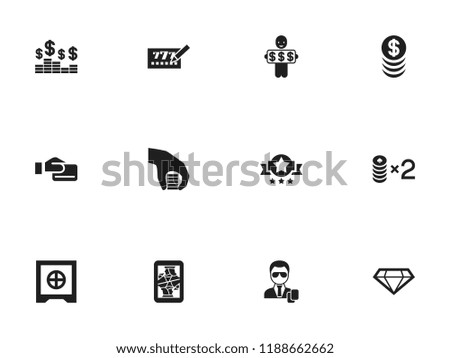 Set of 12 editable gambling icons. Includes symbols such as security, wager, coins and more. Can be used for web, mobile, UI and infographic design.