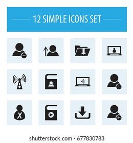 Set Of 12 Editable Global Icons. Includes Symbols Such As Wireless Transmission, New Friend, Error Account And More. Can Be Used For Web, Mobile, UI And Infographic Design.