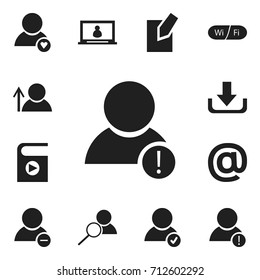 Set Of 12 Editable Global Icons. Includes Symbols Such As Magnifier, Download, Mail Symbol And More. Can Be Used For Web, Mobile, UI And Infographic Design.
