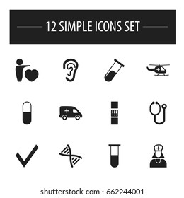 Set Of 12 Editable Health Icons. Includes Symbols Such As Drug, Hospital Assistant, Doctor Tool And More. Can Be Used For Web, Mobile, UI And Infographic Design.
