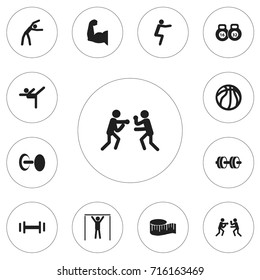 Set Of 12 Editable Healthy Icons. Includes Symbols Such As Fight, Barbell, Heft And More. Can Be Used For Web, Mobile, UI And Infographic Design.