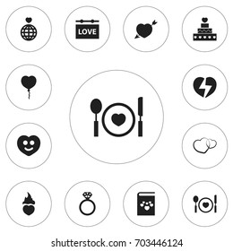 Set Of 12 Editable Heart Icons. Includes Symbols Such As Textbook, Passion, Divorce And More. Can Be Used For Web, Mobile, UI And Infographic Design.