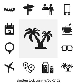 Set Of 12 Editable Holiday Icons. Includes Symbols Such As Pin, Eyeglasses, Date Block And More. Can Be Used For Web, Mobile, UI And Infographic Design.