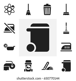 Set Of 12 Editable Hygiene Icons. Includes Symbols Such As Warning, Mopping, Power And More. Can Be Used For Web, Mobile, UI And Infographic Design.