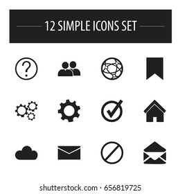 Set Of 12 Editable Internet Icons. Includes Symbols Such As Approved, Deny, Sky And More. Can Be Used For Web, Mobile, UI And Infographic Design.
