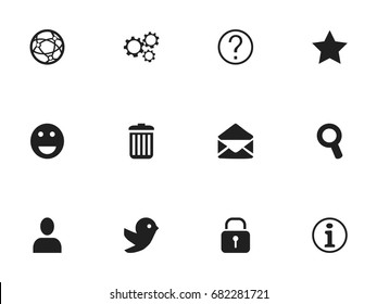 Set Of 12 Editable Internet Icons. Includes Symbols Such As Dove, Magnifier, Profile And More. Can Be Used For Web, Mobile, UI And Infographic Design.