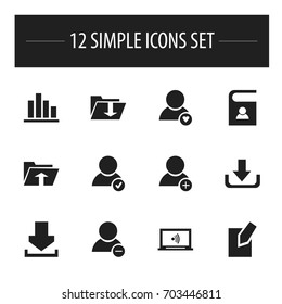 Set Of 12 Editable Internet Icons. Includes Symbols Such As Log In, Approve User, Lovely Profile And More. Can Be Used For Web, Mobile, UI And Infographic Design.