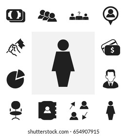 Set Of 12 Editable Job Icons. Includes Symbols Such As Rally, Payment, Job Woman And More. Can Be Used For Web, Mobile, UI And Infographic Design.