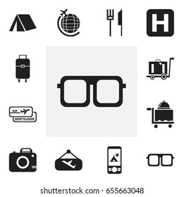 Set Of 12 Editable Journey Icons. Includes Symbols Such As Bag, Globe Trip, Tent In Phone And More. Can Be Used For Web, Mobile, UI And Infographic Design.