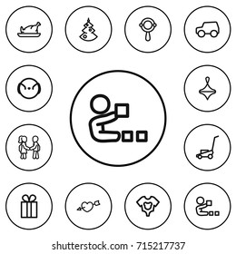 Set Of 12 Editable Kin Outline Icons. Includes Symbols Such As Roasted, Christmas, Dress And More. Can Be Used For Web, Mobile, UI And Infographic Design.