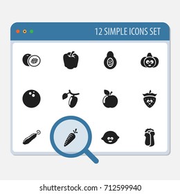 Set Of 12 Editable Kitchenware Icons. Includes Symbols Such As Papaya, Fresh Fruit, Strawberry And More. Can Be Used For Web, Mobile, UI And Infographic Design.