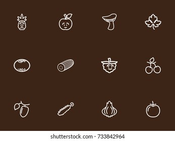Set Of 12 Editable Kitchenware Outline Icons. Includes Symbols Such As Mushroom, Amusing Raspberry, Ananas And More. Can Be Used For Web, Mobile, UI And Infographic Design.