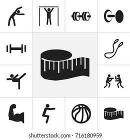 Set Of 12 Editable Lifestyle Icons. Includes Symbols Such As Acrobatics, Fight, Street Workout And More. Can Be Used For Web, Mobile, UI And Infographic Design.