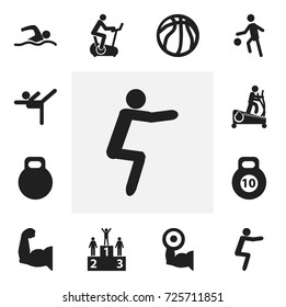 Set Of 12 Editable Lifestyle Icons. Includes Symbols Such As Weightiness, Training Pool, Instruction Male And More. Can Be Used For Web, Mobile, UI And Infographic Design.