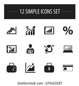 Set Of 12 Editable Logical Icons. Includes Symbols Such As Segment, Businessman, Cash Briefcase And More. Can Be Used For Web, Mobile, UI And Infographic Design.