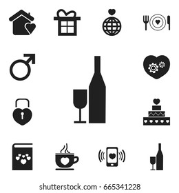 Set Of 12 Editable Love Icons. Includes Symbols Such As Gear, House, Coffee Cup And More. Can Be Used For Web, Mobile, UI And Infographic Design.