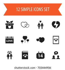 Set Of 12 Editable Love Icons. Includes Symbols Such As Matrimony, Decoration, Joy And More. Can Be Used For Web, Mobile, UI And Infographic Design.