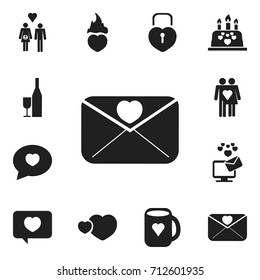 Set Of 12 Editable Love Icons. Includes Symbols Such As Tea Mug, Love Message, Fire Loving And More. Can Be Used For Web, Mobile, UI And Infographic Design.