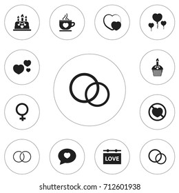 Set Of 12 Editable Love Icons. Includes Symbols Such As Prohibit, Joy, Muffin And More. Can Be Used For Web, Mobile, UI And Infographic Design.