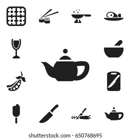 Set Of 12 Editable Meal Icons. Includes Symbols Such As Soup, Eskimo Pie, Cutting Surface And More. Can Be Used For Web, Mobile, UI And Infographic Design.