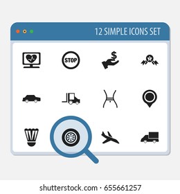 Set Of 12 Editable Mixed Icons. Includes Symbols Such As Car, Award, Van And More. Can Be Used For Web, Mobile, UI And Infographic Design.