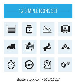 Set Of 12 Editable Mixed Icons. Includes Symbols Such As Identification, Blank, Protein And More. Can Be Used For Web, Mobile, UI And Infographic Design.