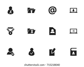 Set Of 12 Editable Network Icons. Includes Symbols Such As Telephone Directory, Monitor, Mail Symbol And More. Can Be Used For Web, Mobile, UI And Infographic Design.