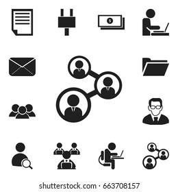 Set Of 12 Editable Office Icons. Includes Symbols Such As Group, Worker In Laptop, File And More. Can Be Used For Web, Mobile, UI And Infographic Design.