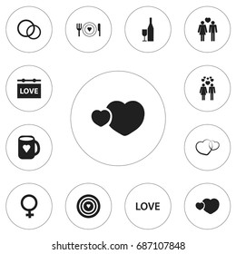 Set Of 12 Editable Passion Icons. Includes Symbols Such As Jewelry, Darling, Romance And More. Can Be Used For Web, Mobile, UI And Infographic Design.
