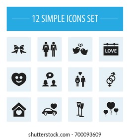 Set Of 12 Editable Passion Icons. Includes Symbols Such As Joy, Car, Sexuality And More. Can Be Used For Web, Mobile, UI And Infographic Design.