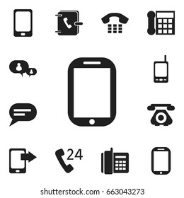 Set Of 12 Editable Phone Icons. Includes Symbols Such As Comment, Radio Talkie, Call And More. Can Be Used For Web, Mobile, UI And Infographic Design.