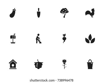 Set Of 12 Editable Planting Icons. Includes Symbols Such As Bucket, Bio, Mailbox And More. Can Be Used For Web, Mobile, UI And Infographic Design.