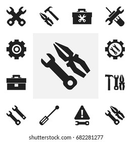 Set Of 12 Editable Repair Icons. Includes Symbols Such As Maintenance, Portfolio, Screwdriver And More. Can Be Used For Web, Mobile, UI And Infographic Design.