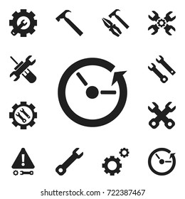 Set Of 12 Editable Repair Icons. Includes Symbols Such As Service, Wrench Repair, Caution And More. Can Be Used For Web, Mobile, UI And Infographic Design.