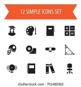 Set Of 12 Editable Science Icons. Includes Symbols Such As Ring, Textbook, Award And More. Can Be Used For Web, Mobile, UI And Infographic Design.