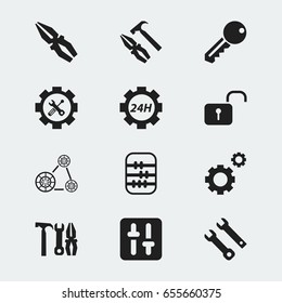 Set Of 12 Editable Service Icons. Includes Symbols Such As Cambelt, Screwdriver Wrench, Access And More. Can Be Used For Web, Mobile, UI And Infographic Design.