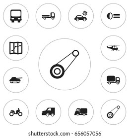 Set Of 12 Editable Shipment Icons. Includes Symbols Such As Autobus, Weapon, Luminary And More. Can Be Used For Web, Mobile, UI And Infographic Design.