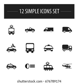 Set Of 12 Editable Shipment Icons. Includes Symbols Such As Van, Taxi, Luminary And More. Can Be Used For Web, Mobile, UI And Infographic Design.