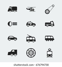 Set Of 12 Editable Shipment Icons. Includes Symbols Such As Omnibus, Sheriff, Spyglass And More. Can Be Used For Web, Mobile, UI And Infographic Design.
