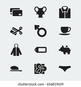 Set Of 12 Editable Shopping Icons. Includes Symbols Such As Cash Collecting, Blouse, Sheath And More. Can Be Used For Web, Mobile, UI And Infographic Design.