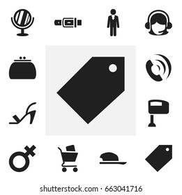 Set Of 12 Editable Shopping Icons. Includes Symbols Such As Heel Cothurnus, Job Person, Strap And More. Can Be Used For Web, Mobile, UI And Infographic Design.